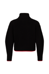 Turtleneck Jumper With Curved Long Sleeves Black back view