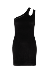 Cut-out velvet mini dress Black front view
