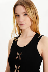 Women Knit Tank Top Black details view 2
