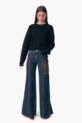 Wide Leg Denim Pants Baby blue details view 1