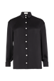 Satin Shirt with Rhinestone Buttons Black front view