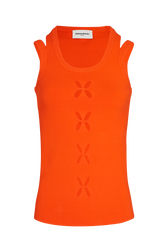Women Knit Tank Top Coral front view