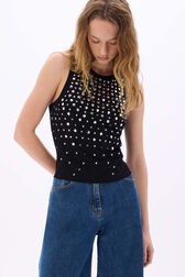 Tank top in jersey with studs Black details view 1