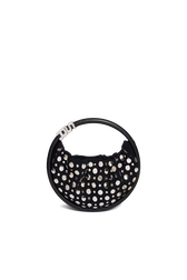 Domino mini leather with studs bag Black front view