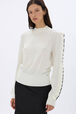 Sweater with ruffle detail Cream details view 1