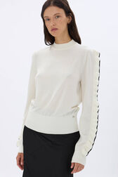 Sweater with ruffle detail Cream details view 1