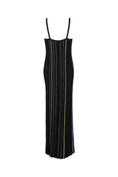 Robe plissée rayée multicolore femme Noir vue de dos