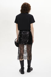 Sequined Midi Skirt Black back worn view