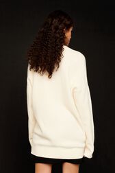 Cardigan laine fleur en relief femme Ecru vue portée de dos
