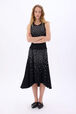 Asymmetrical skirt in jersey with studs Black front worn view