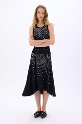 Jupe en jersey asymétrique à studs Noir vue portée de face