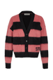 Cardigan rayé brossé en laine melangé Rayures noir/rose vue de face