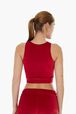 Women Velvet Bra Red back worn view
