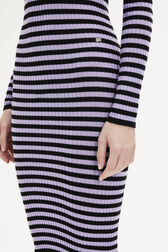 Robe rayé col rond à manches longues Raye noir/lilas vue de détail 2