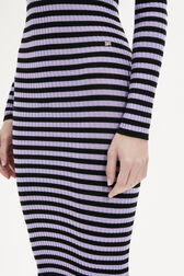 Striped Long-Sleeved Crew Neck Dress Striped black/lilac details view 2