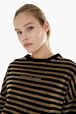 Women Velvet Sweatshirt Striped black/khaki details view 2