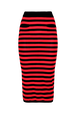 Women Poor Boy Striped Wool Maxi Skirt Black/red front view