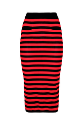 Jupe longue laine Poor Boy rayée femme Raye noir/rouge vue de face