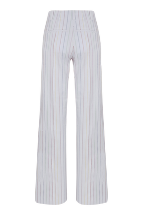 Women Cotton Canvas Straight-Leg Trousers White back view