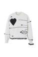Women Charms Intarsia Wool Sweater Ecru front view