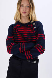 Pull à rayures reliefées Raye bleu/rouge vue de détail 1