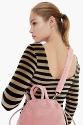 Sac velours mini femme Rose vue portée de dos