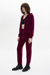 Pantalon de jogging en velours Framboise vue de détail 1