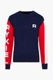 SR Woolen Cashemer Tricolor Sweater Navy front view