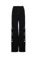 Pantalon fleur ajourée maille femme Noir vue de face