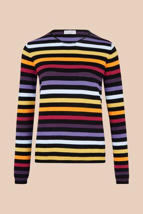Pull rayé multicolore signature femme Noir vue de face