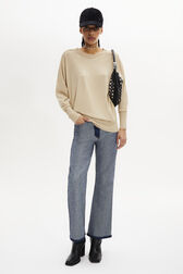 Pull en merino et soie Sable vue portée de face