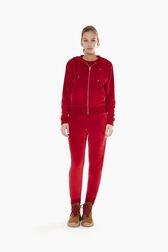 Pull à capuche velours femme Rouge vue de détail 1