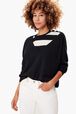 Pull en laine femme Raye noir/ecru vue de détail 2