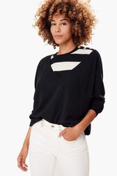 Pull en laine femme Raye noir/ecru vue de détail 2