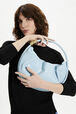 Domino medium vinyl bag Baby blue front worn view