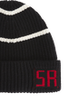 Two-Colour Wool Knit Beanie Hat Black/white back view