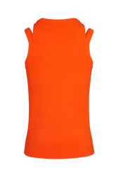 Women Knit Tank Top Coral back view