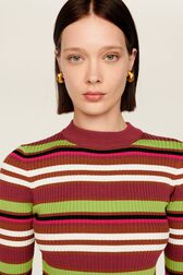 Women Multicolor Striped Maxi Dress Multico emerald striped details view 2