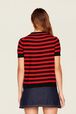 Sweater manches courtes Big Poor Boy rayé femme Raye noir/rouge vue portée de dos
