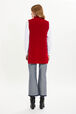 Wool Knit Sleeveless Turtleneck Sweater Red back worn view