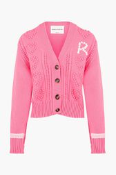 Cardigan cœurs Rose vue de face