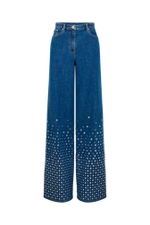 Pantalon en jean à studs Bleu studs vue de face