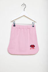 Jupe courte fille molleton motif bouche Rose vue de face