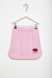 Lip Print Fleece Girl Short Skirt Pink front view