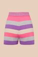 Short maille rayé multicolore pastel femme Lilas vue de dos