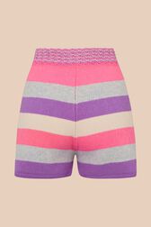 Short maille rayé multicolore pastel femme Lilas vue de dos