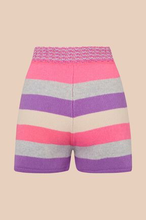 Short maille rayé multicolore pastel femme Lilas vue de dos