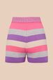 Women Pastel Multicolor Striped Wool Shorts Lilac back view