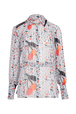 Women Cherry Print Viscose Shirt Baby blue front view