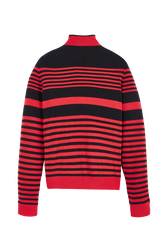 Pull col montant rayé femme Raye noir/rouge vue de dos